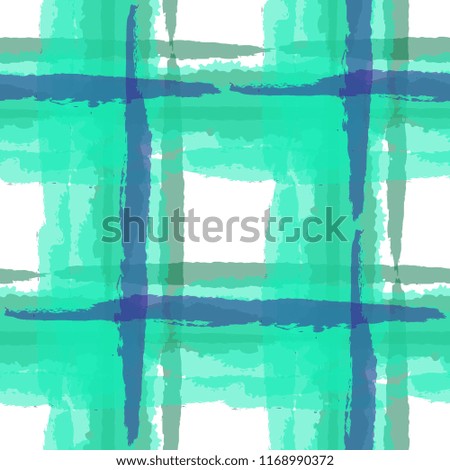 Tartan. Seamless Grunge Pattern with Hand Painted Crossing Brush Strokes for Print, Linen, Cloth. Rustic Check Texture. Vector Seamless Plaid. Scottish Ornament
