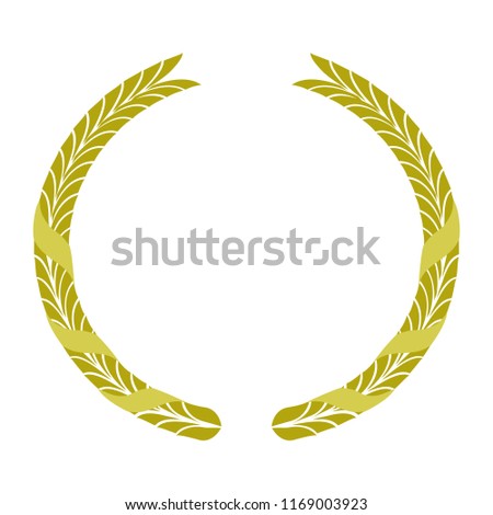 Golden heraldic wreath entwined with ribbon, vector isolated image