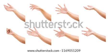 Set of man hands isolated on white background Royalty-Free Stock Photo #1169051209