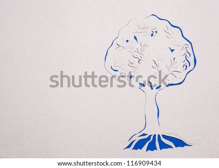Image of abstract blue tree handmade.Eco background.