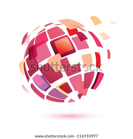abstract globe symbol, isolated vector icon, business concept