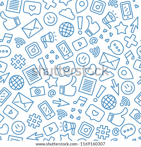 Social media minimalist seamless pattern. Internet messenger background. Vector illustration Royalty-Free Stock Photo #1169160307