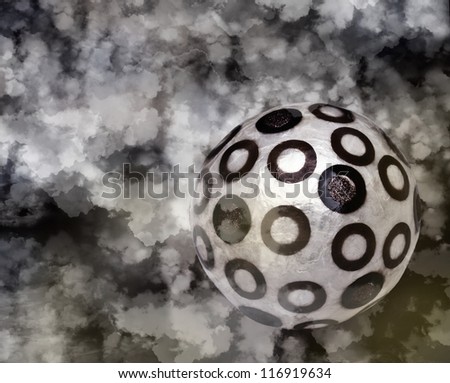 Decorative ball on black background. Christmas.