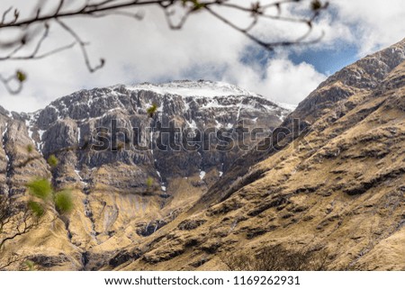 Snowy mountain peaks in the Highlands of Scotland