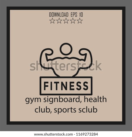 gym signboard, health club, sports sclub vector icon