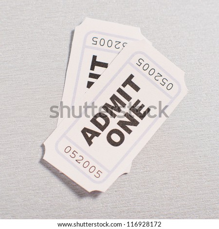 Two Cinema Theater Tickets On Gray Background Royalty-Free Stock Photo #116928172