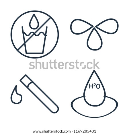 Set of 4 vector icons such as No water, Drops, Test tube, Water, web UI editable icon pack, pixel perfect