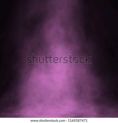 Pink fog and mist effect on black stage studio showcase room background.