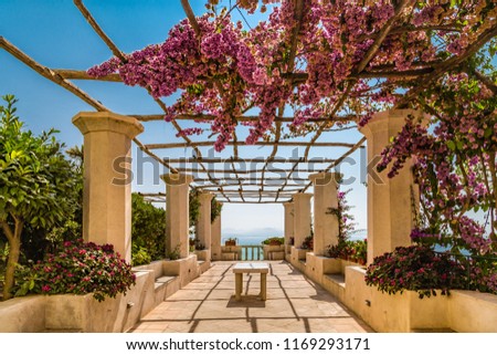 Patio to the vanishing point on the Sorrentine peninsula in Italy Royalty-Free Stock Photo #1169293171