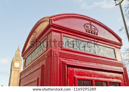 Red phone box and Big Ben. London, UK