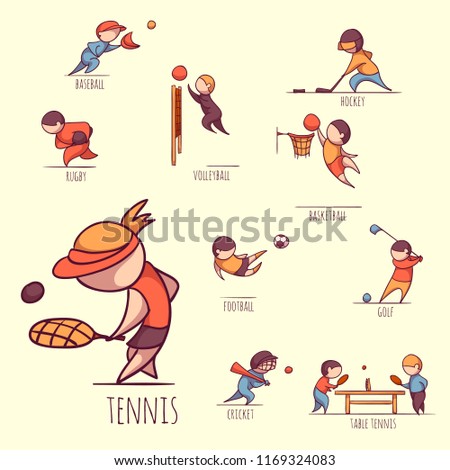Vector set of 10 sports, such us football, tennis and etc