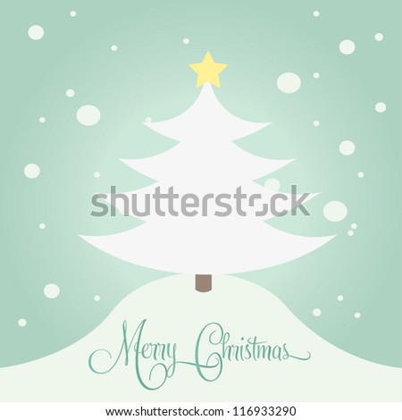 Christamas tree. Vector illustration for retro christmas card. Snow landscape background, vintage design Royalty-Free Stock Photo #116933290