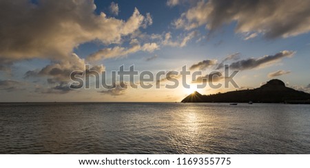 Sunset over Pigeon Island, St Lucia, Caribbean