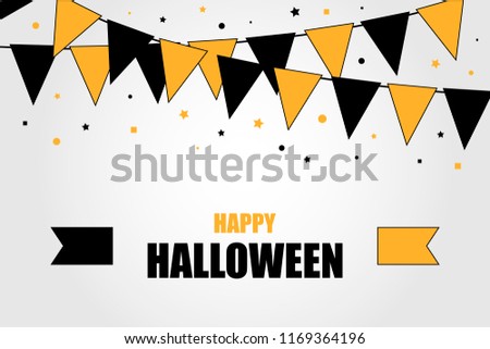 Halloween background with paper garland . Vector illustartion