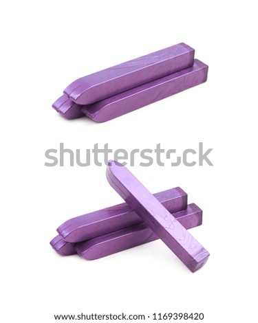 Sticks of sealing wax isolated over the white background , set of several different foreshortenings
