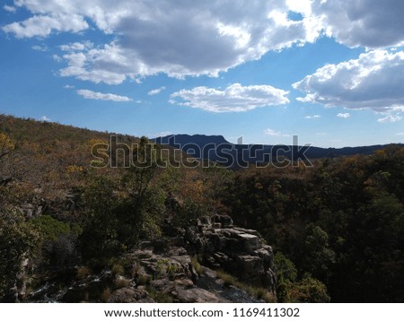 
Daylight photo in Chapada dos Veadeiros, Goiás Brazil, view of the horizon at higher elevations with contrast between sky and view