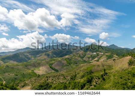 Valley in the forest and blue sky with sunrise. background from Nan ,Thailand ,Asia Travel concept.