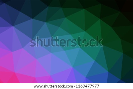 Dark Multicolor, Rainbow vector shining hexagonal background. Creative illustration in halftone style with gradient. Triangular pattern for your business design.