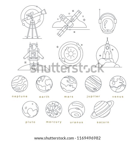 Space autline icon set