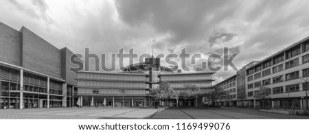 Clouds and modern facade