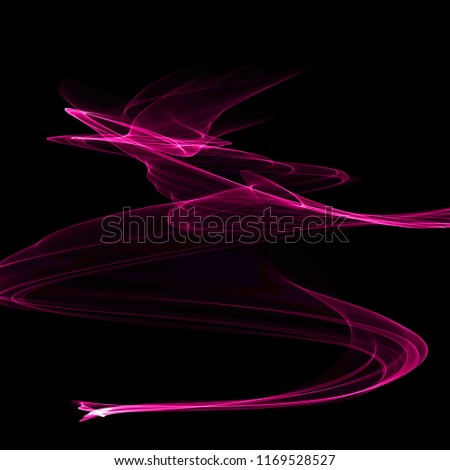 Isolated abstract pink fire effect on black night background. Digital light in motion.