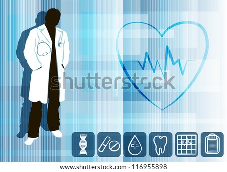 Silhouette of a doctor on an abstract background