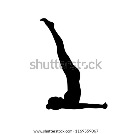 Yoga pose sarvangasasna woman silhouette. Vector clip art