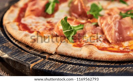 appetizing pizza on dressing