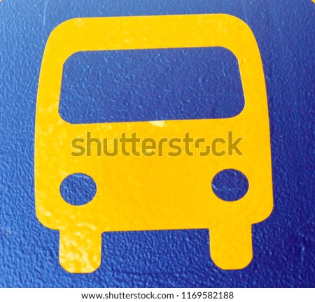 SYMBOLIC GRAPHIC CAR OR BUS SIGN ISOLATED