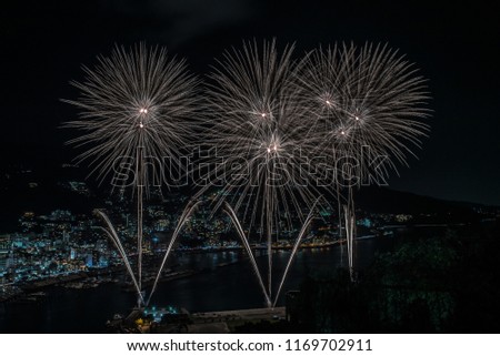 This Atami fireworks display was held in Atami in Shizuoka Prefecture, Japan. It is an enlarged picture focusing on the center of fireworks. The center of the fireworks is expressed fantastically.