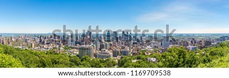 Panoramic skyline view from Mount Royal hill at the Montreal city - Canada