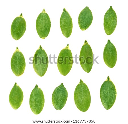 Top view of Pumpkin seeds isolated on white background
