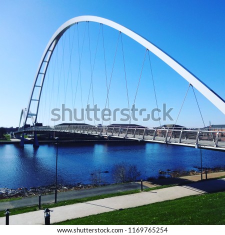 Infinity foot bridge over river