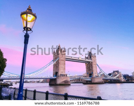 London Tower Bridge in sunset sky, London United kingdom Landmark, Thames river.