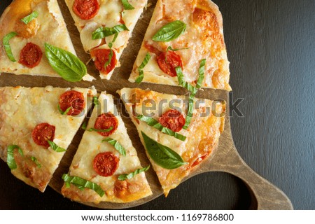 Traditional Italian dish, delicious pizza Margarita.

