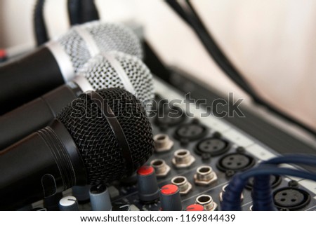Audio equipment, microphones and mixer 