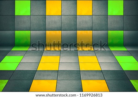 Background of an empty room covered with ceramic tiles