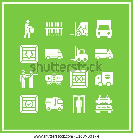 freight icon. 16 freight vector set. forklift, scanner, barcode and shipping icons for web and design about freight theme