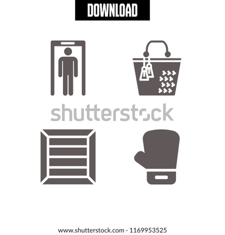 box icon. 4 box vector set. scanner, bag, boxing glove and package icons for web and design about box theme