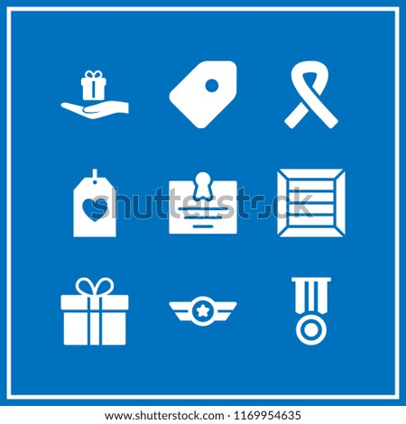 ribbon icon. 9 ribbon vector set. medal, box, gift tag and gift icons for web and design about ribbon theme