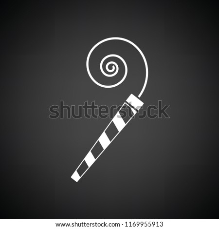 Party whistle icon. Black background with white. Vector illustration.