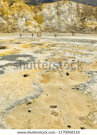 Volcanic landscape with sulfur