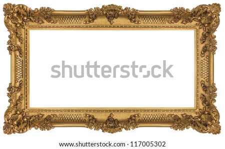 Golden Frame isolated on white background. Clipping path included.