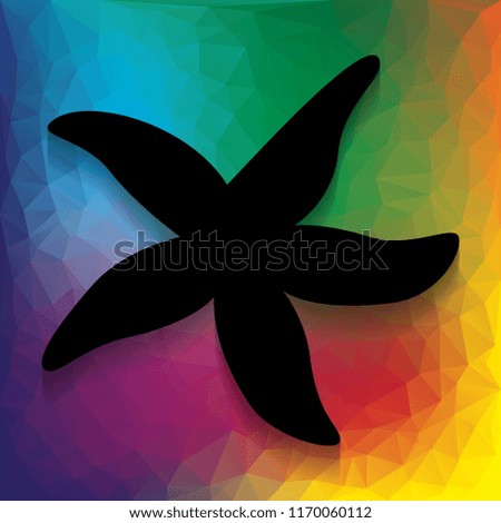 Sea star sign. Vector. Flat style black icon on white.