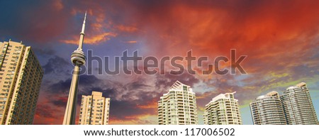 Gian Skyscrapers with dramatic Sky Colors