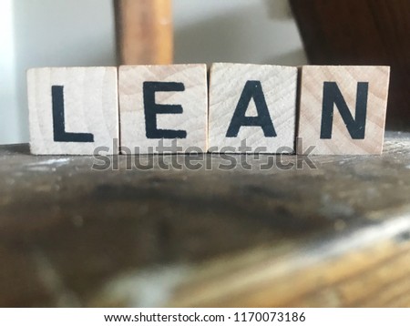 Word Lean in close up written with wood cubes