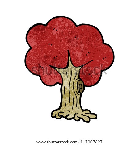 cartoon tree with red leaves