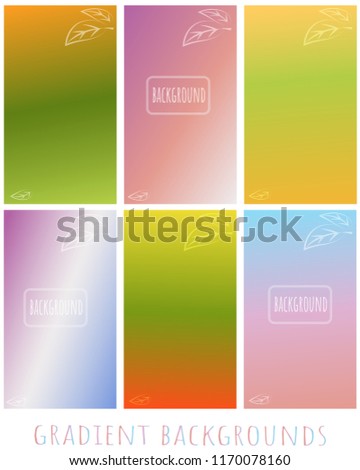 Set of Gradient vector backgrounds -  Winter and autumn - with leaves -  for website,  presentation, mobile app