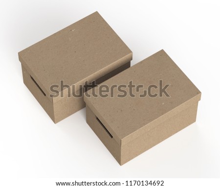 Template for packaging design, cardboard boxes isolated on white background, realistic rendered mockup.