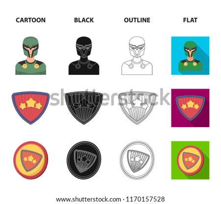 Man, mask, cloak, and other web icon in cartoon,black,outline,flat style.Costume, superman, superforce, icons in set collection.